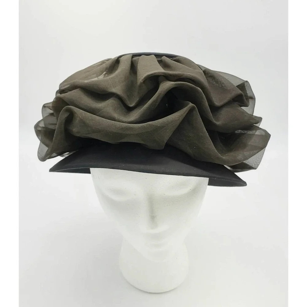 Vintage Mushroom Hat | Black Layered Ruffles